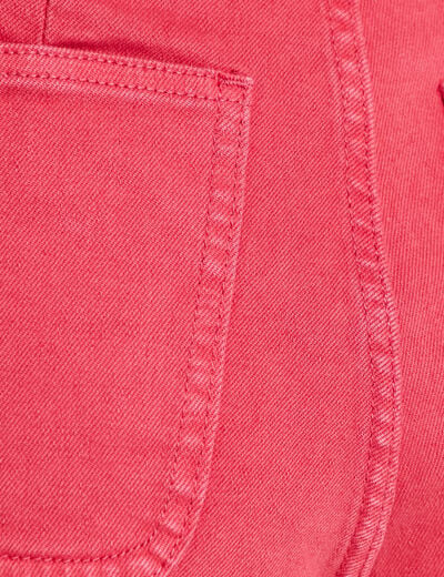 Jean bootcut cropped taille haute rose framboise femme