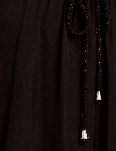 Jupe longue &eacute;vas&eacute;e satin noir femme