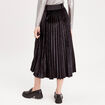 Jupe longue pliss&eacute;e velours noir femme