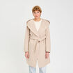 Manteau ceintur&eacute; &agrave; capuche beige femme
