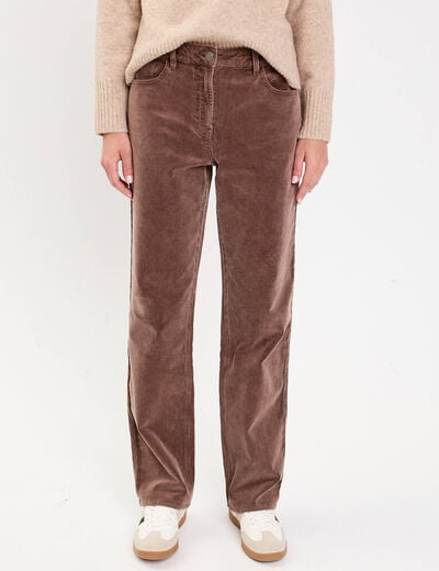 Pantalon droit en velours jaune femme