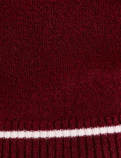 Pull 2-en-1 col en V rouge foncé femme