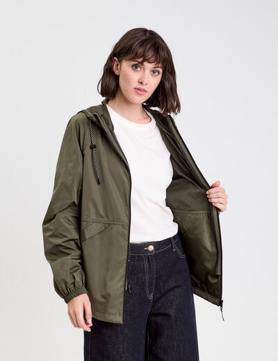 Parka déperlante 2-en-1 vert kaki femme