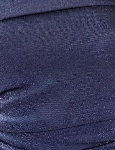 Combishort col bardot fils m&eacute;tallis&eacute;s bleu fonc&eacute; femme