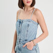 Combinaison pantalon en jean denim bleach femme