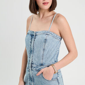 combinaison pantalon en jean denim bleach femme Combinaison pantalon en jean denim bleach femme