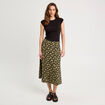 Jupe midi droite boutonnée noir femme