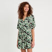 Robe chemise évasée fluide vert femme