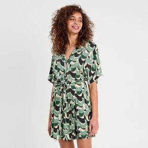 robe chemise evasee fluide vert femme Robe chemise évasée fluide vert femme