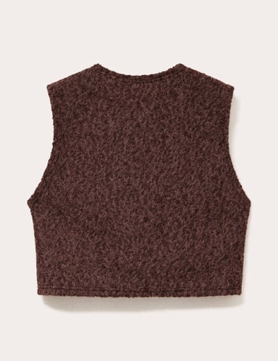 Veste sans manches col rond marron fonc&eacute; femme