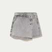 Jupe-short droite en jean denim gris femme
