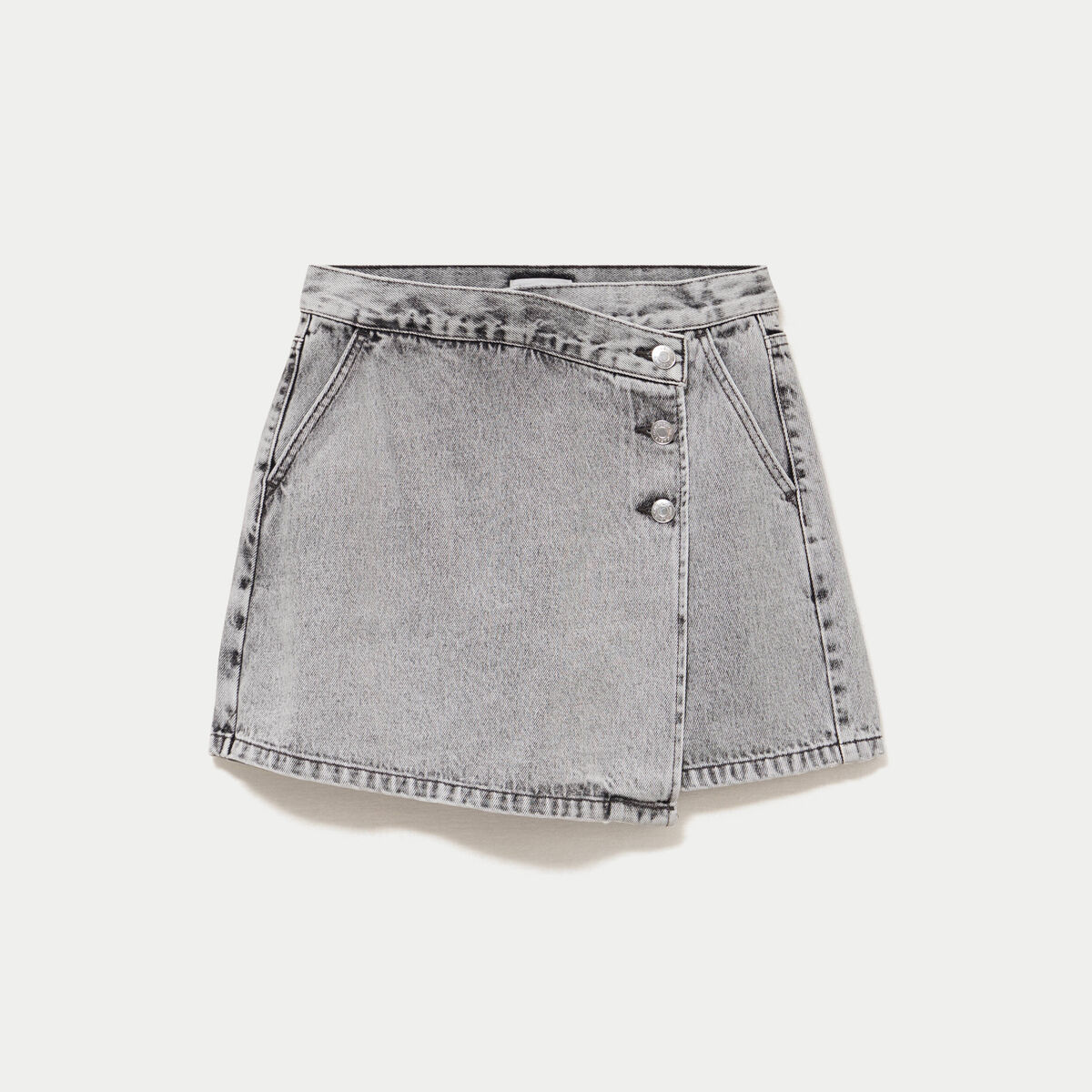 Jupe-short droite en jean denim gris femme