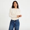 Gilet cintr&eacute; dentelle col rond ivoire femme