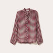 Blouse col montant manches longues bordeaux femme
