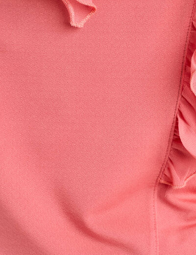 Blouse volants rose pastel femme