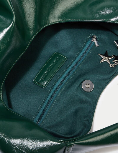 Sac avec pendentif charms vert fonc&eacute; femme
