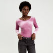Body en velours d&eacute;collet&eacute; dos rose clair femme