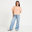 Blouse effet boule manches courtes orange femme