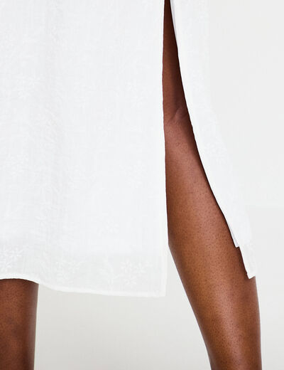 Jupe longue &eacute;vas&eacute;e pliss&eacute;e blanc femme