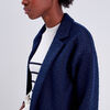 Manteau droit manches longues bleu marine femme