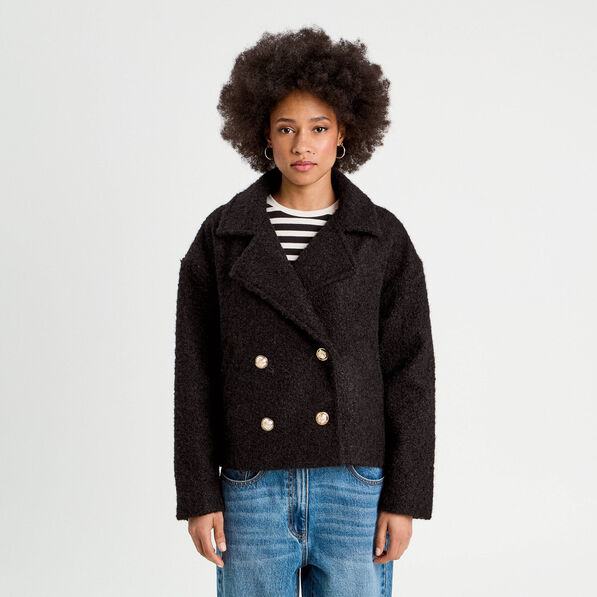 caban court boutonne noir femme Caban court boutonné noir femme