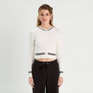 Gilet manches longues ajust&eacute; ecru femme