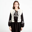 Veste sans manches brod&eacute;e ecru femme