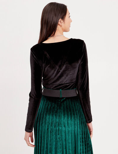 T-shirt velours cintré noir femme