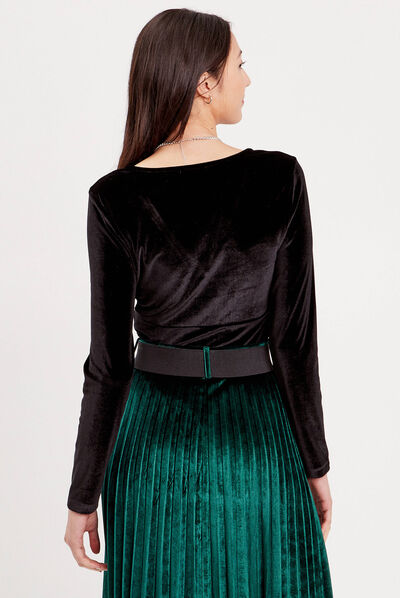 T-shirt velours cintré noir femme