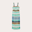 Robe longue évasée bretelles bleu femme