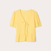 Blouse nouée brodée jaune clair femme