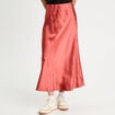 Jupe midi droite effet satin vieux rose femme