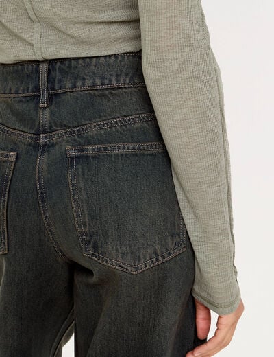 Jean wide leg taille standard bleu gris femme