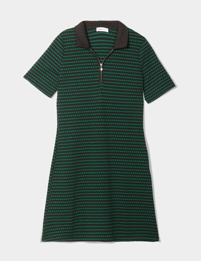Robe moulante col polo vert femme