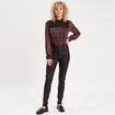 Blouse col montant smocké noir femme