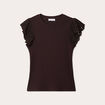 T-shirt manches courtes côtelé marron foncé femme