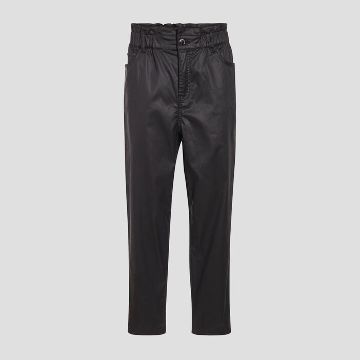 Pantalon mom enduit denim noir enduit femme