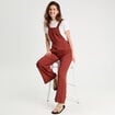 Salopette jambe large marron cognac femme