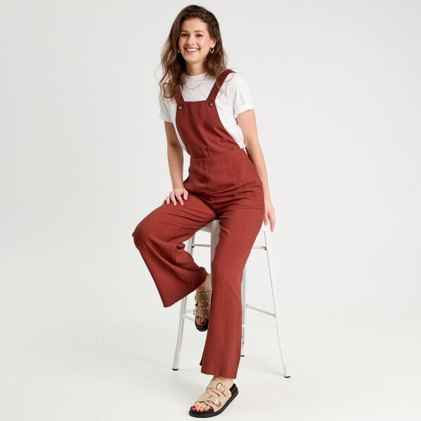 salopette jambe large marron cognac femme Salopette jambe large marron cognac femme