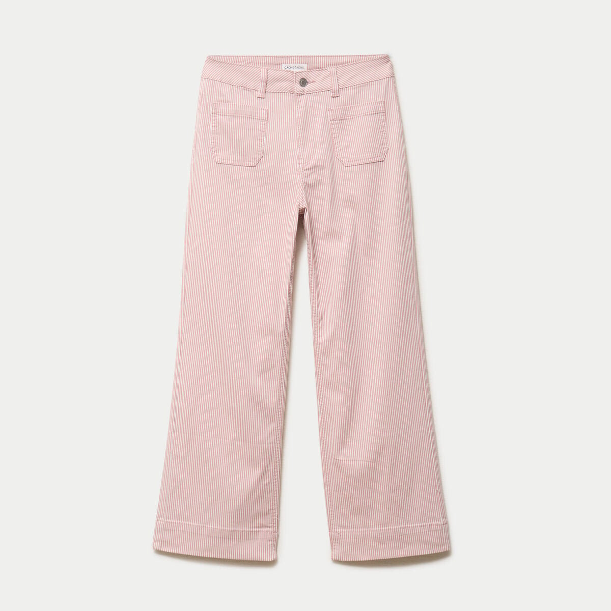 Jean flare cropped taille haute rose nude femme