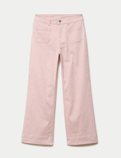 Jean flare cropped taille haute rose nude femme