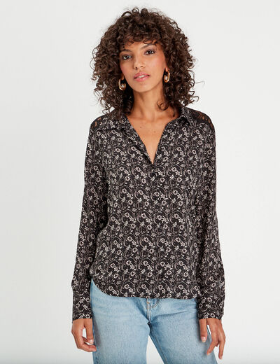 Chemise avec dentelle noir femme