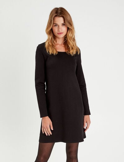 Robe évasée dos ouvert noir femme