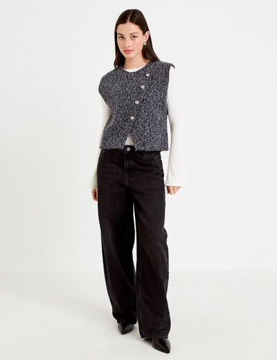 Gilet sans manches gris fonc&eacute; femme