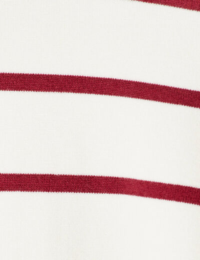 Pull avec petit noeud rouge foncé femme