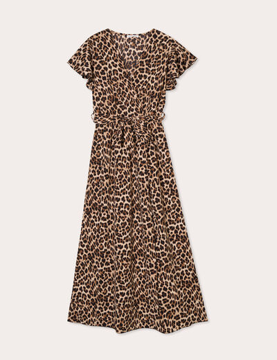 Robe longue évasée ceinturée noir femme
