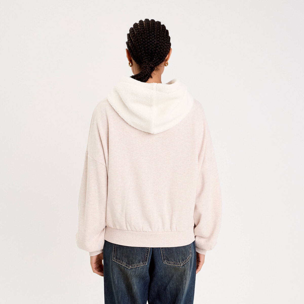 Sweat effet polaire fausse fourrure sable femme