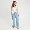 Top sans manches volants blanc femme