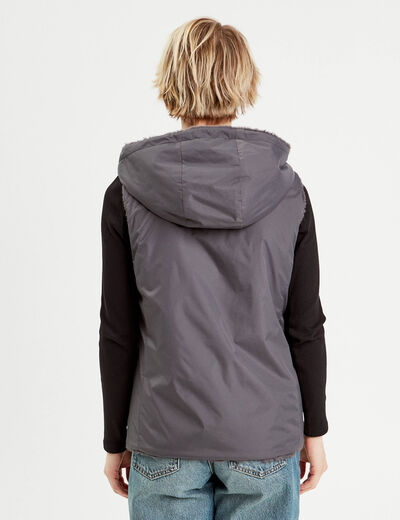 Doudoune réversible sans manches gris clair femme