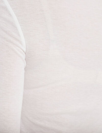 T-shirt ajust&eacute; col rond manches longues ecru femme